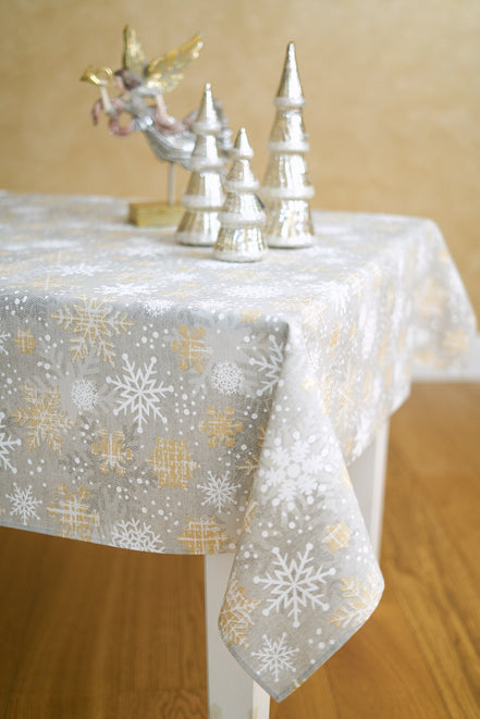 Winter Motive Snowflakes Rectangular Tablecloth