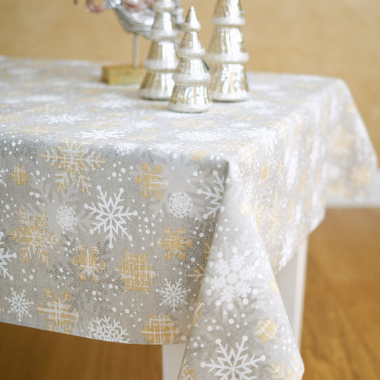 Winter Motive Snowflakes Rectangular Tablecloth