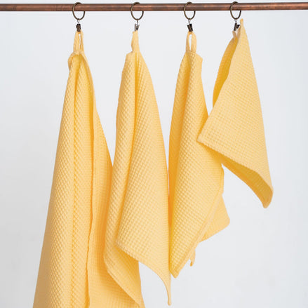 Organic Waffle Cotton Towel - Yellow