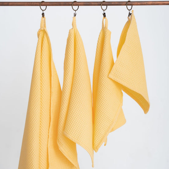 Organic Waffle Cotton Towel - Yellow
