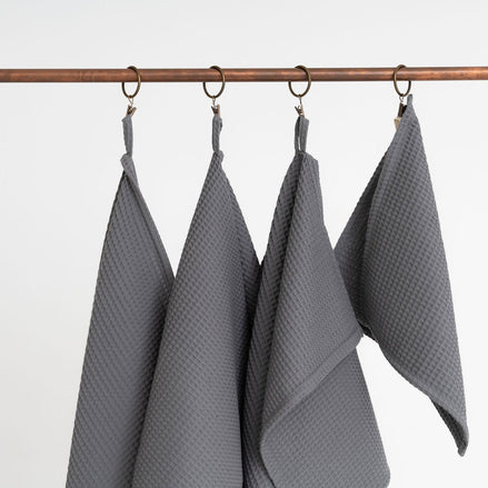 Organic Waffle Cotton Towel - Gray