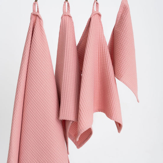 Organic Waffle Cotton Towel - Peach