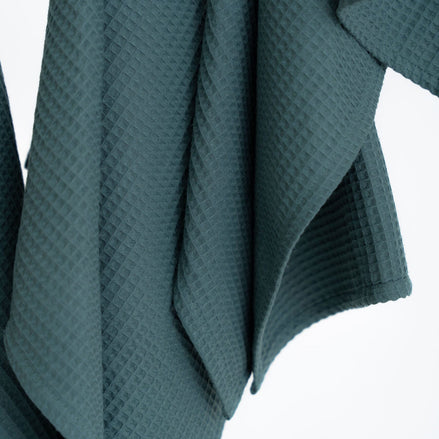 Organic Waffle Cotton Towel - Petrol