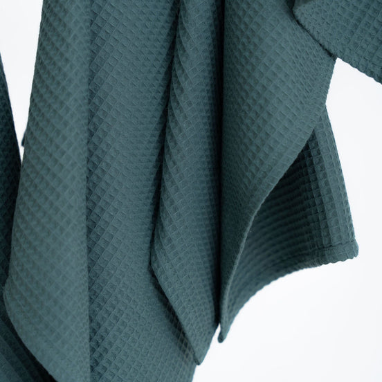 Organic Waffle Cotton Towel - Petrol