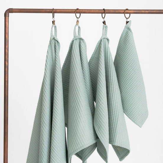 Organic Waffle Cotton Towel - Sage Green