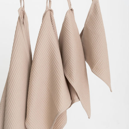 Organic Waffle Cotton Towel - Beige