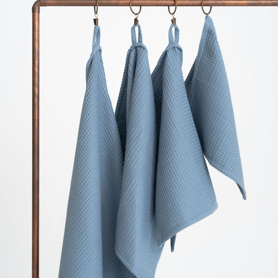 Organic Waffle Cotton Towel - Blue