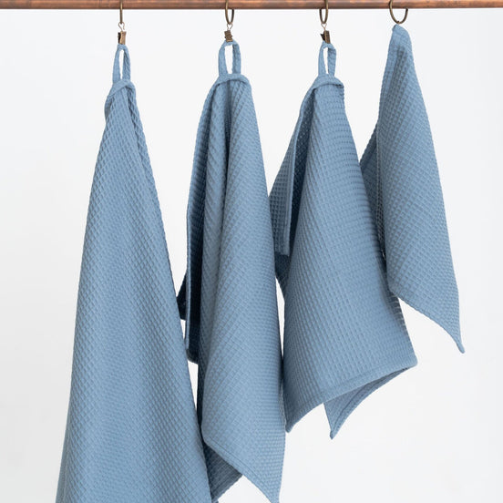 Organic Waffle Cotton Towel - Blue