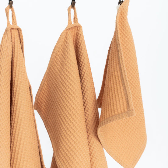 Organic Waffle Cotton Towel - Caramel