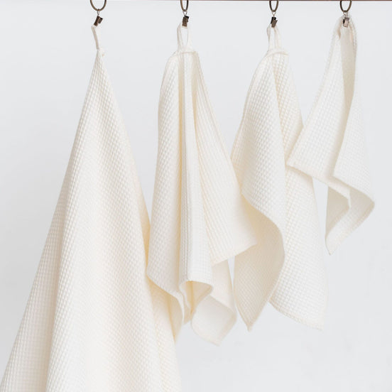 Organic Waffle Cotton Towel - Cream