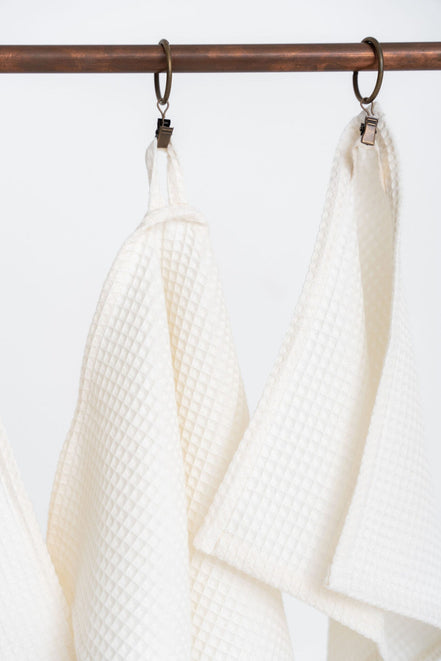 Organic Waffle Cotton Towel - Cream