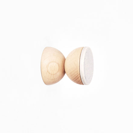 Beech Wood & Ceramic Wall Hook / Knob - Grey Sand