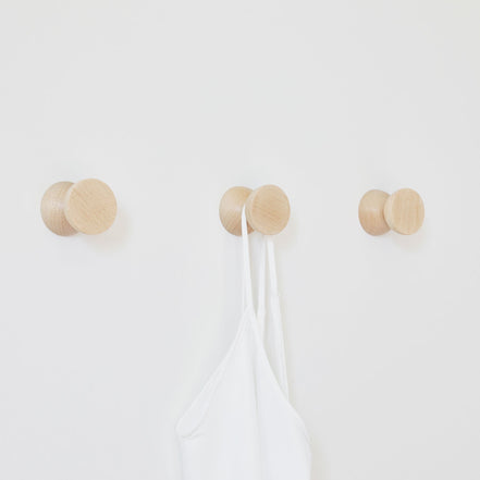 Beech Wood Wall Hooks / Knobs – 2 pcs