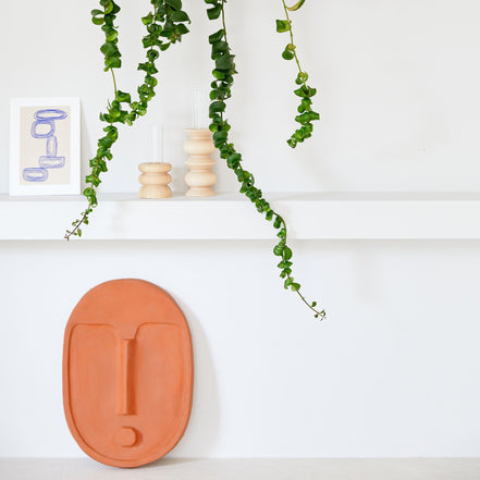 Ceramic Wall Mask – Textured Terracotta Orange