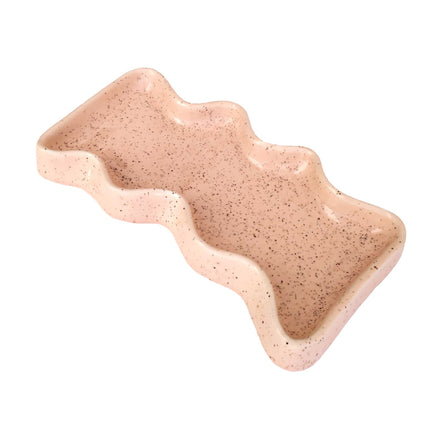 Ceramic Wave Tray – Rectangular Peach