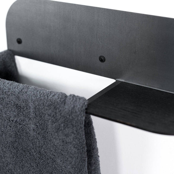 Steel & Wood Towel Rack - Waxed Steel