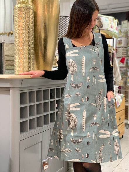 Ladies' Apron With Crossed Straps - Seeds Aqua