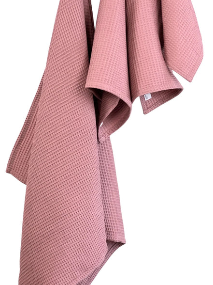 Organic Waffle Cotton Towel - Old Pink
