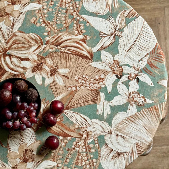 Round Tablecloth, Linen-Cotton Mix - Terra Flora